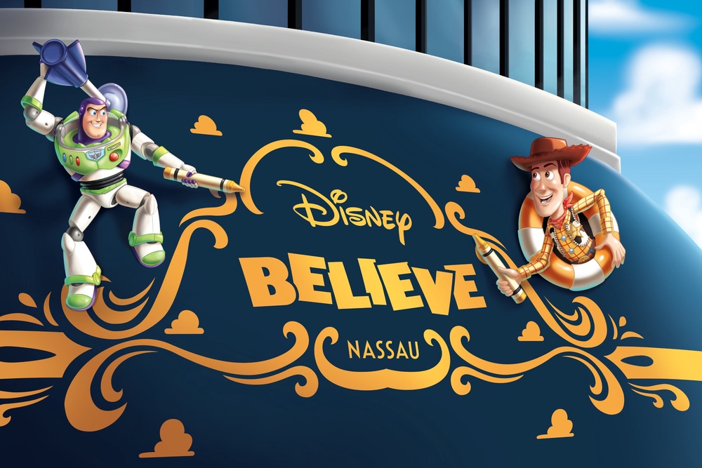 Toy Story's Buzz and Woody will be on the stern of Believe (Disney Cruise Line)