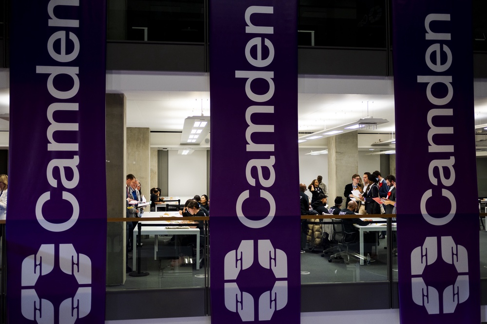 The count is taking place at the headquarters of Camden Council at 5 Pancras Square in Camden, north London (Jordan Pettitt/PA) (PA Wire)