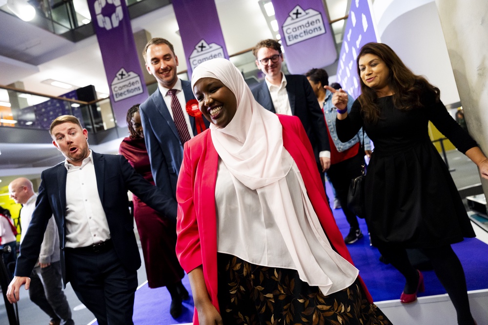 Camden Council leader Sagal Abdi-Wali after being declared the winner of the Holborn and St Pancras by-election (Jordan Pettitt/PA Wire/PA Images) (PA Wire)
