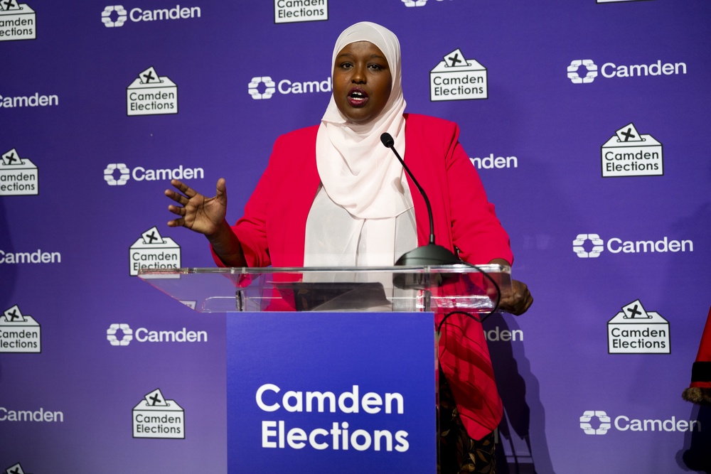 Camden Council leader Sagal Abdi-Wali after being declared the winner of the Holborn and St Pancras by-election (Jordan Pettitt/PA) (PA Wire)