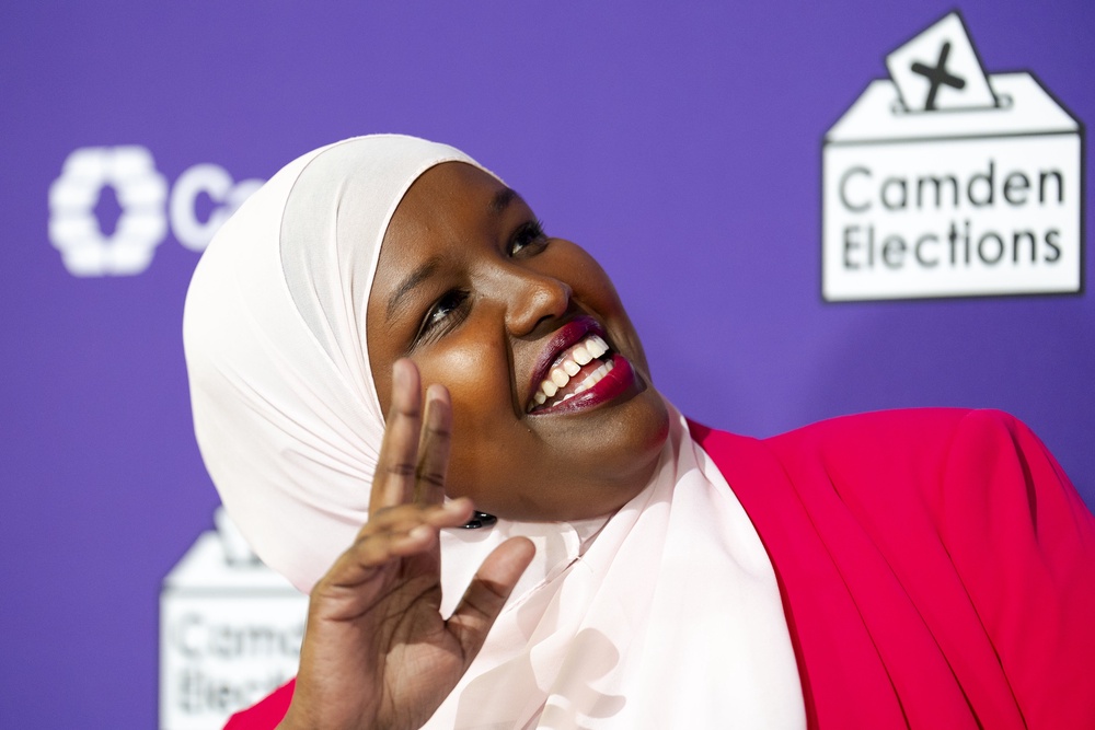 Sagal Abdi-Wali after being declared the winner of the Holborn and St Pancras by-election (Jordan Pettitt/PA) (PA Wire)