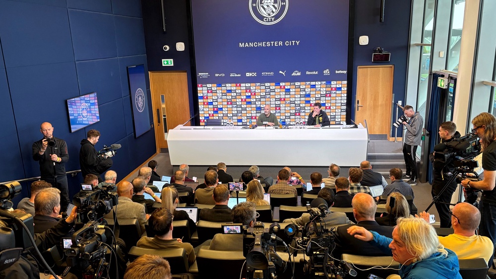 Manchester City manager Enzo Maresca faced a packed press conference (PA Wire)