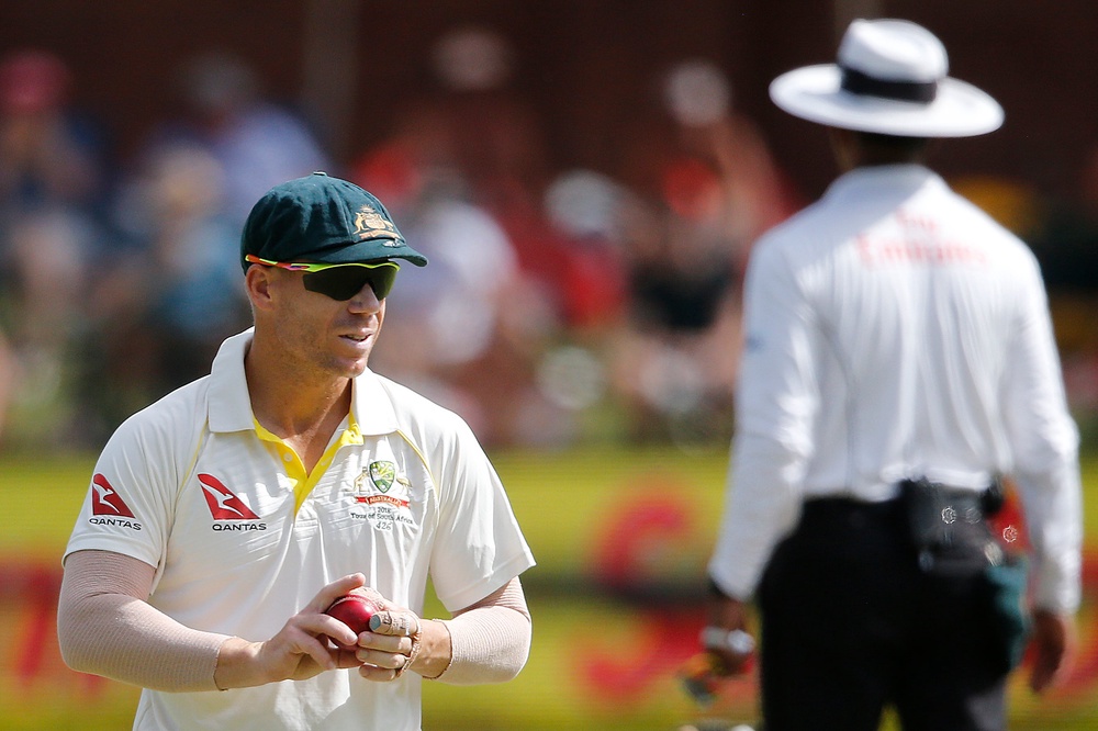 David Warner’s bandages drew attention during the second Test (AFP/Getty)