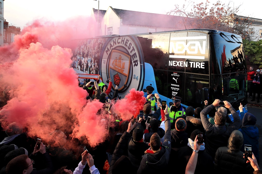 Manchester City can expect a hostile welcome to Anfield (Peter Byrne/PA) (PA Archive)