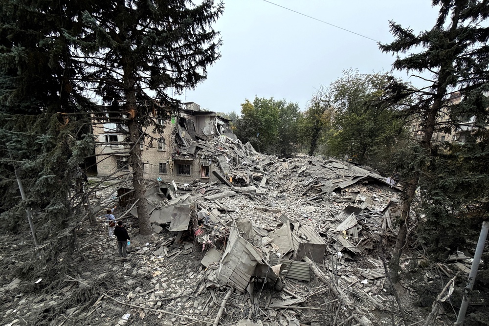 Rubble lies among the ruins of buildings damaged during Russia’s war against Ukraine (AFP/Getty)