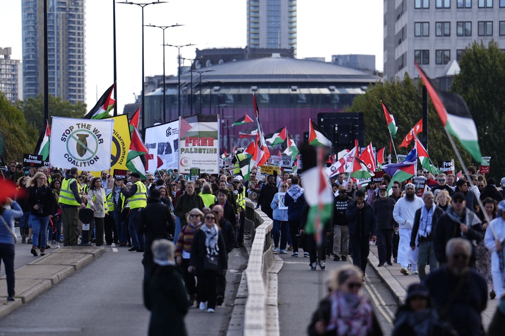 People take part in a pro-Palestine march (PA) (PA Wire)