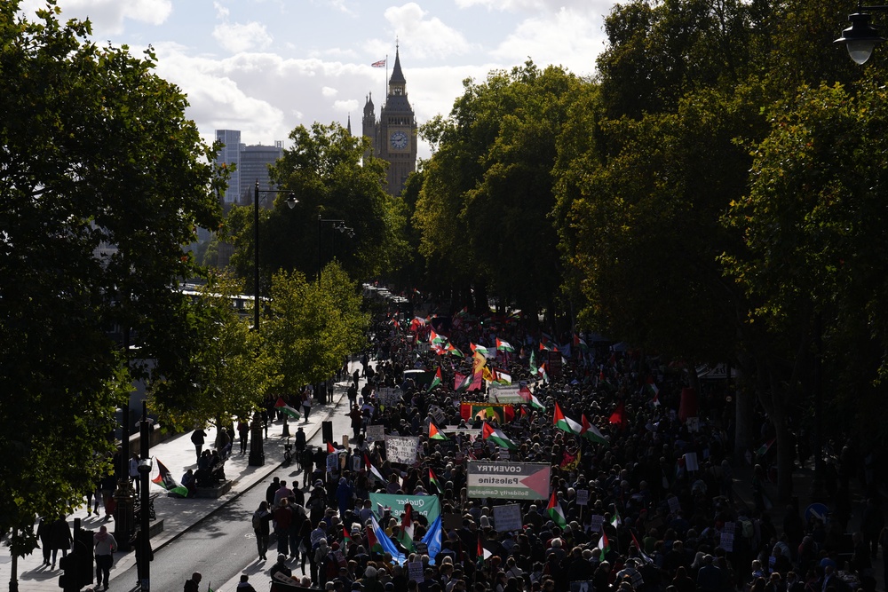 People take part in a pro-Palestine march central London (PA Wire)