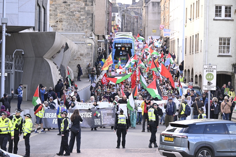 The march took up a large section of the High Street (Lesley Martin/PA) (PA Wire)