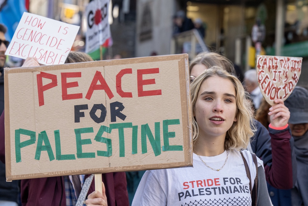 Marchers called for peace in the Middle East (Lesley Martin/PA) (PA Wire)