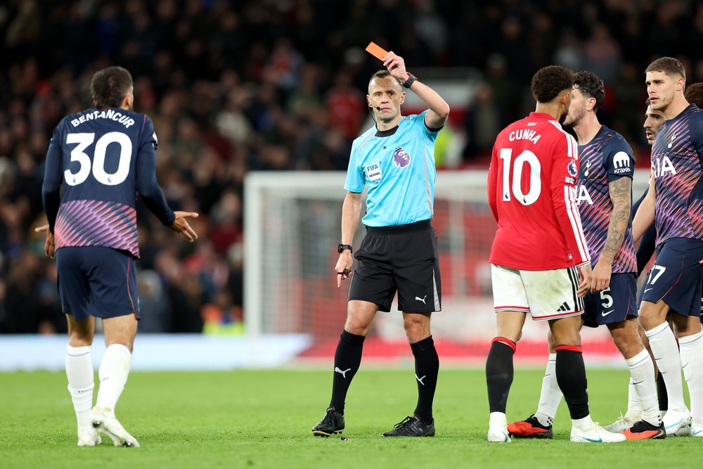 Rodrigo Bentancur was dismissed for a headbutt on Luke Shaw (Getty)