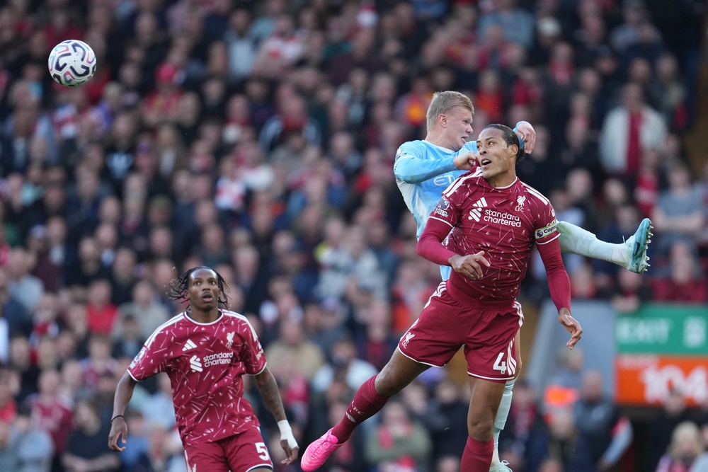 Virgil van Dijk picked up a slight knock during the clash with Man City at Anfield (AP)