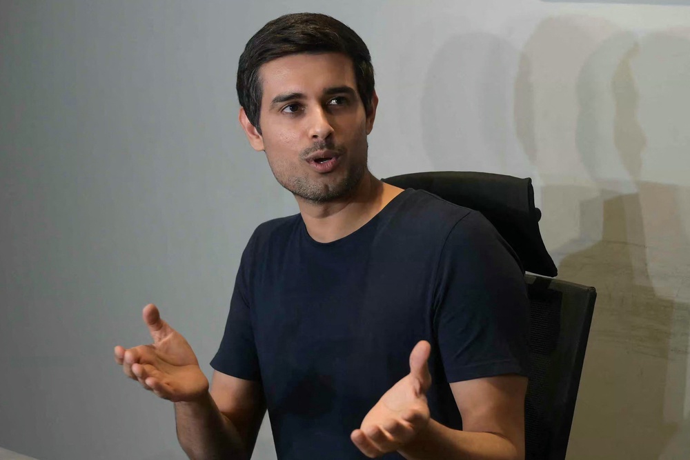 Activist and social media influencer Dhruv Rathee addresses a press conference in New Delhi on 11 October 2026 (AFP/Getty)