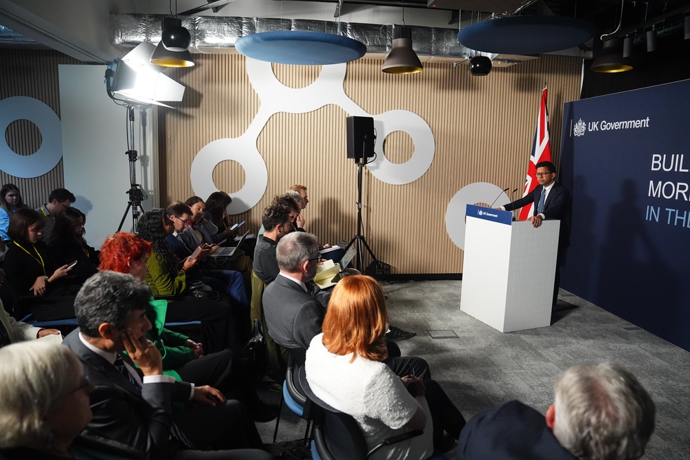 AI minister Kanishka Narayan delivering his speech (James Manning/PA) (PA Wire)