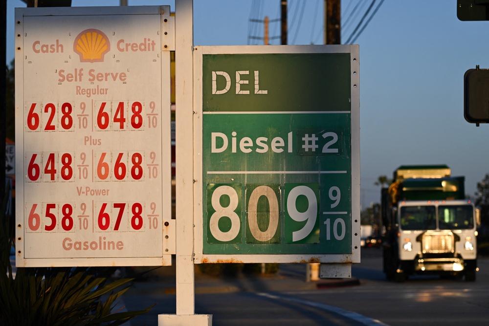 Patrick De Hann, head of petroleum analysis at GasBuddy, said he was ‘skeptical’ the deal would bring ‘significant relief’ to Americans, as the average cost of a gallon of diesel remains more than two dollars above last year’s prices, thanks to Trump’s war in Iran (AFP via Getty Images)