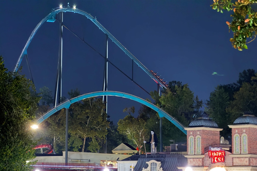 Operating at the venue for two decades, Goliath uses a sheer drop from 200 feet (61 meters) to reach top speeds of 70 mph (112 kph) (AP)