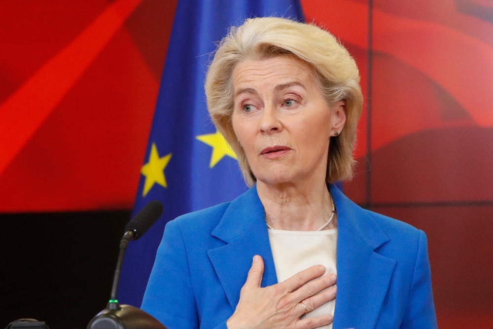 Ursula von der Leyen condemned the drone attacks on commercial vessels near Bulgaria's coast on Tuesday, calling for those responsible to face justice. (AP)