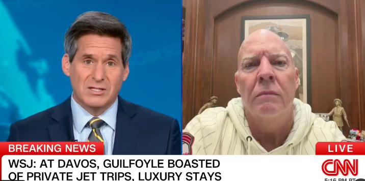 Former Trump donor Eric Deters (right) has vowed to sue U.S. ambassador to Greece Kimberly Guilfoyle after her legal team claimed the $100,000 she requested from him to pay off her American Express card was actually for unpaid fees he owed (CNN)