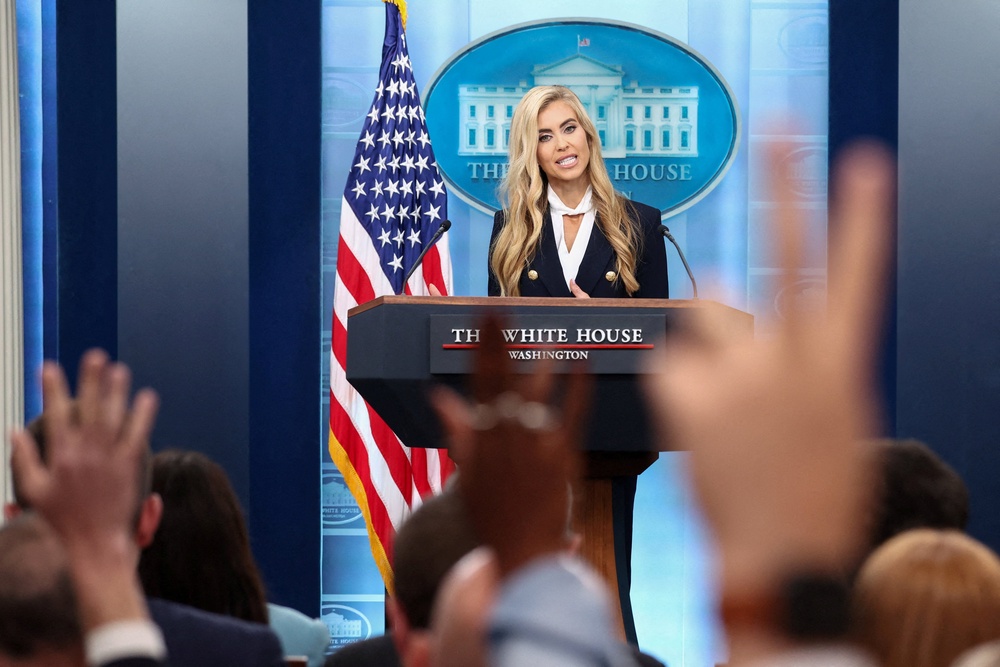 Zacharia, who touted herself as an attorney before landing the press secretary gig, was interviewed by Hannity after admitting she never passed the bar, which she revealed to another right-wing-friendly podcast (Reuters)