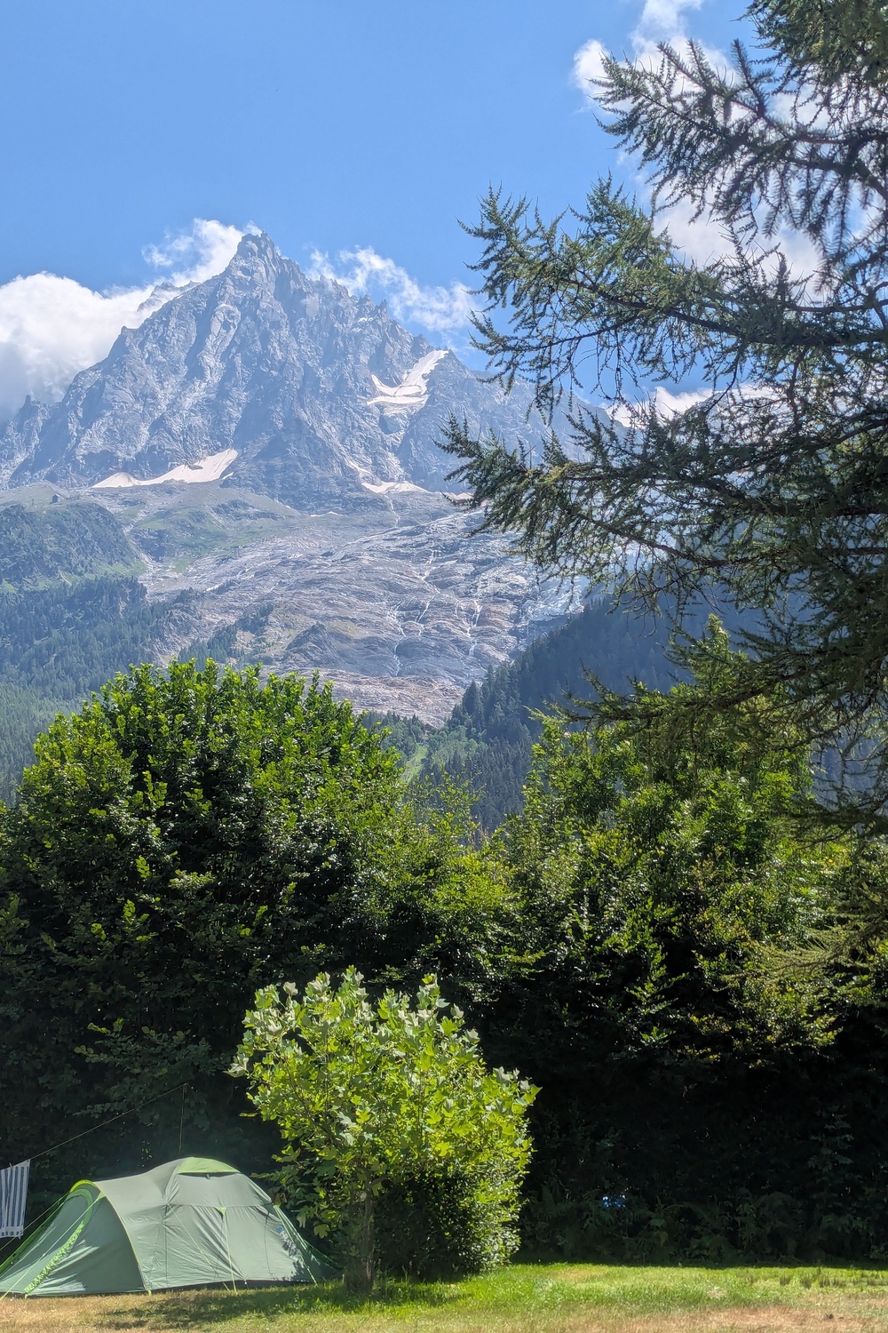 The campsite at the foot of the Bossons Glaciers with a view that brought writer Katie Mather to tears (Katie Mather)