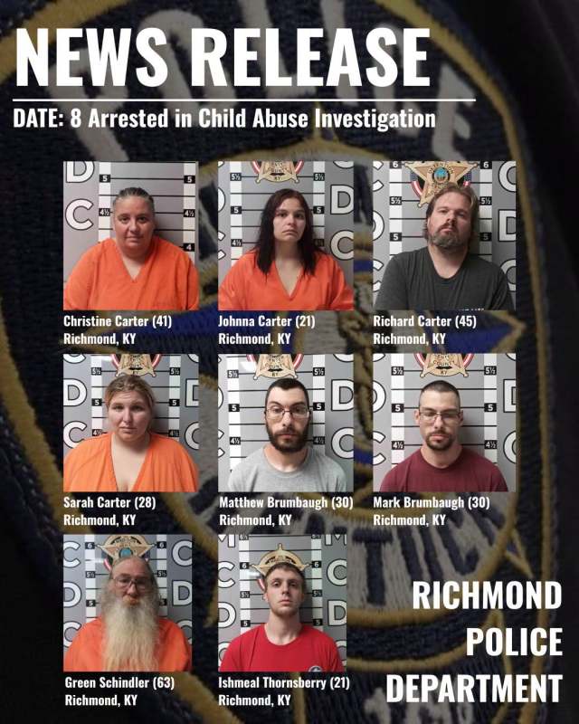 Seven children were removed from a Kentucky home that police described as ‘very filthy and deplorable’ (Richmond Police Department)