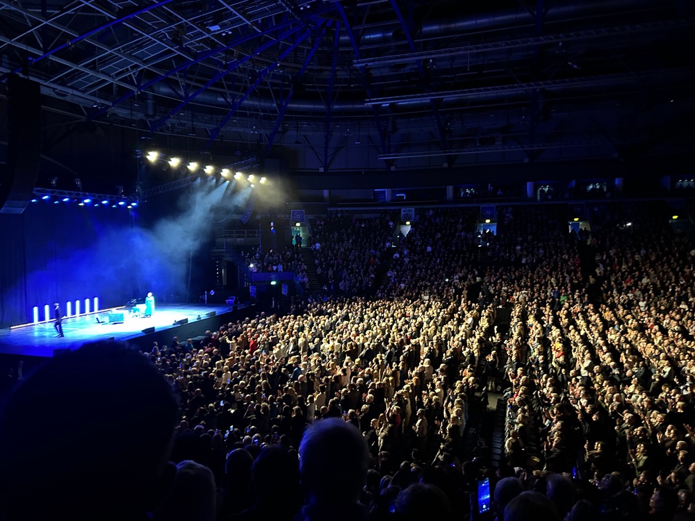 Former US President Barack Obama addresses the crowd at the O2 Arena Belfast. (Claudia Savage/PA)