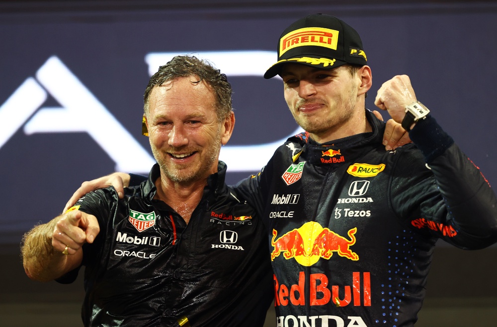 Horner won 14 world championships with Red Bull (pictured: after Max Verstappen's dramatic 2021 triumph in Abu Dhabi) (Getty)