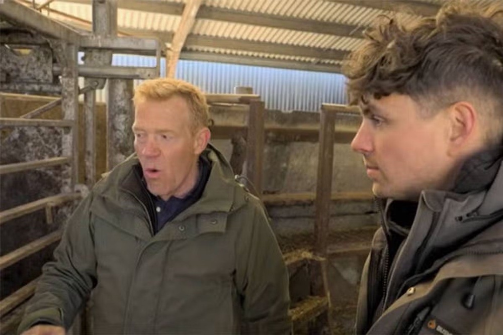Frank Carr, right, speaks to Countryfile host Adam Henson (BBC)