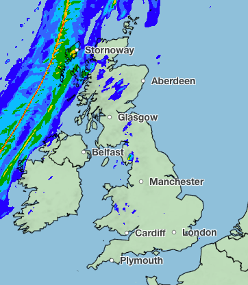 Rain is forecast to hit parts of Scotland on Wednesday afternoon (Met Office)