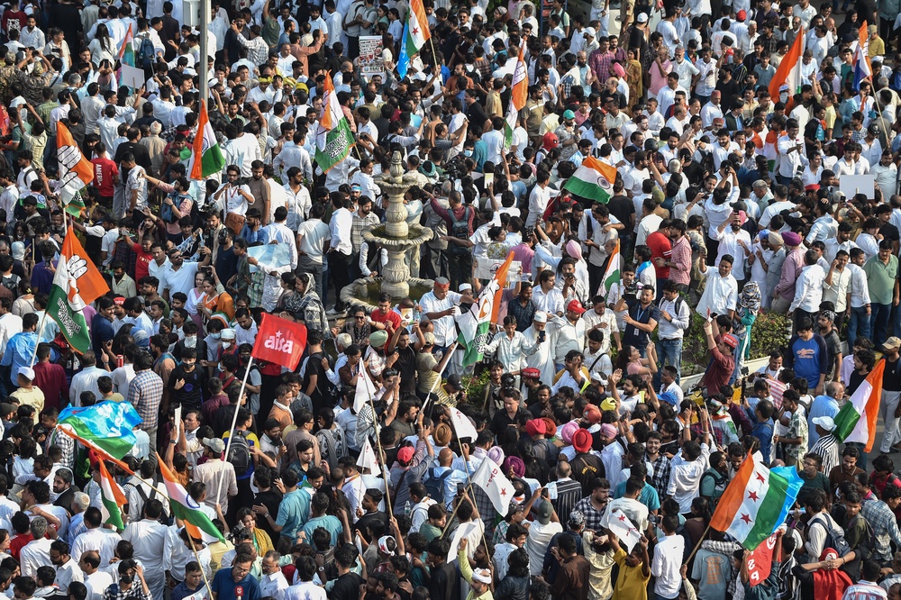 Protesters march in Delhi on 12 October 2026 (Getty)