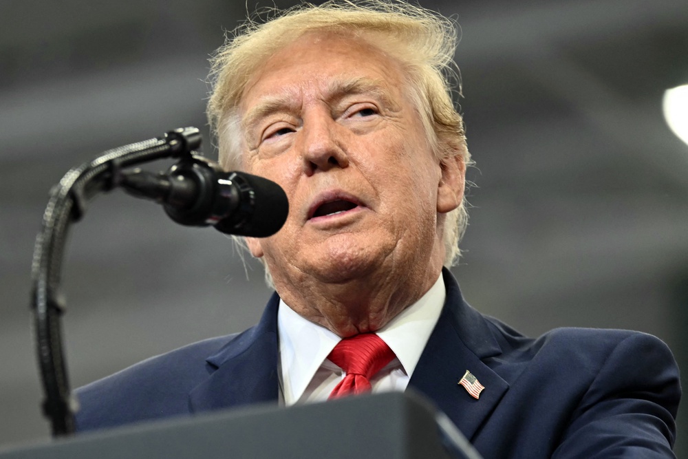 Wasilla was Trump’s latest stop as he vigorously campaigns in red states with the midterms right around the corner. The president is trying to boost Republican candidates’ chances as he struggles with his own image issues. (AFP via Getty Images)