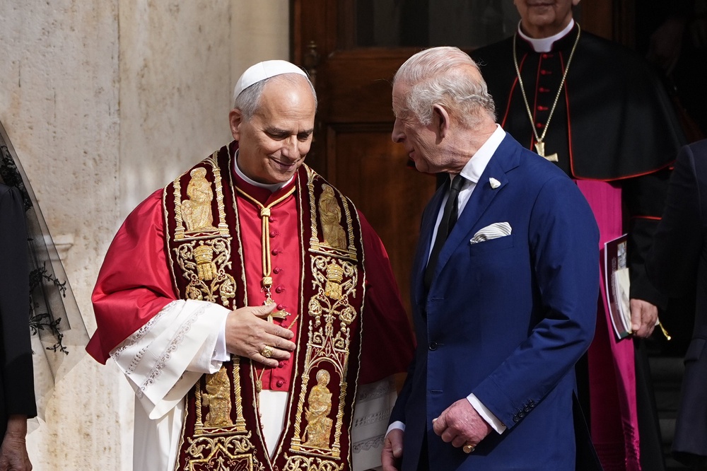 The King with the Pope in St Peter’s Square in October last year (Aaron Chown/PA) (PA Archive)
