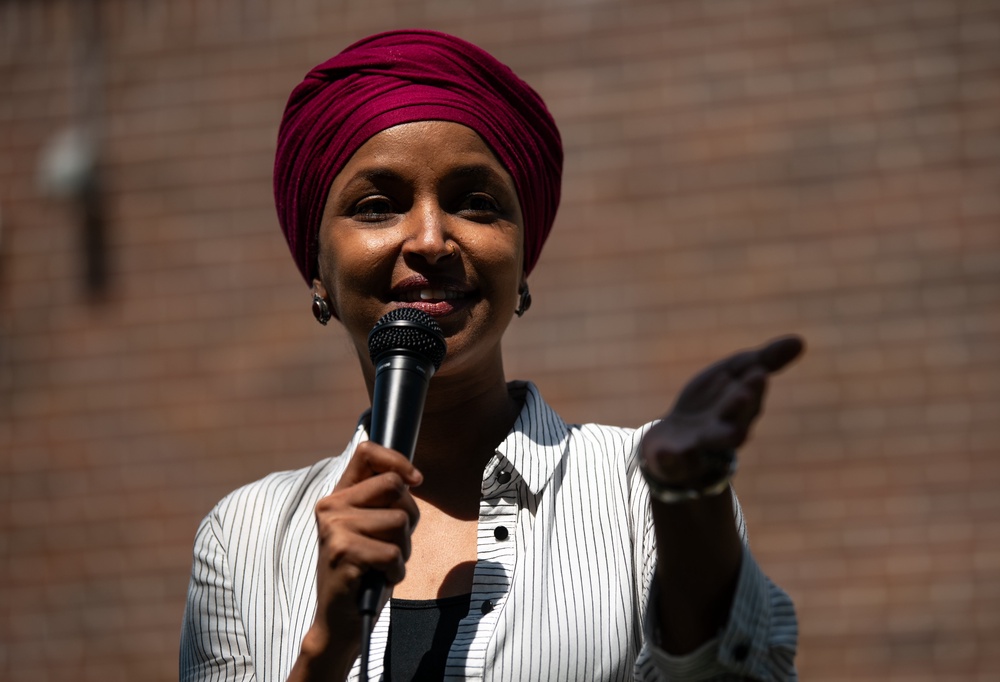 The Justice Department and Homeland Security investigation is probing whether Omar or her father, Nur Omar Mohamed, ‘intentionally misstated her birth date on immigration paperwork,’ according to the report (Getty)