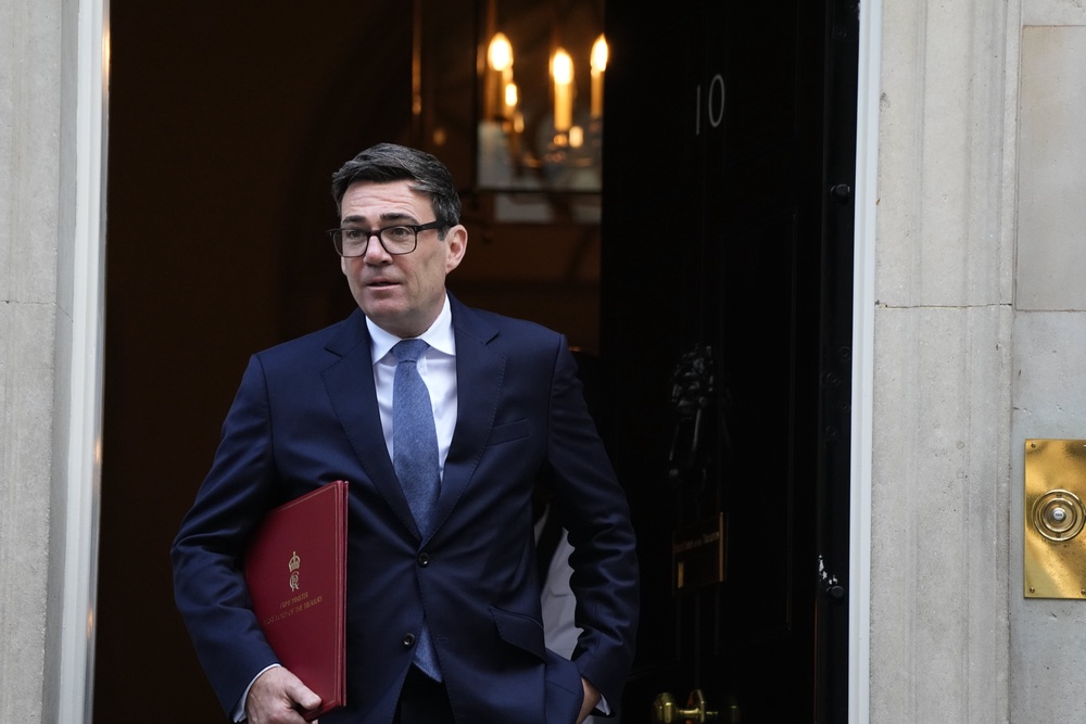 Andy Burnham leaving 10 Downing Street before Prime Minister’s Questions (Jordan Pettitt/PA) (PA Wire)