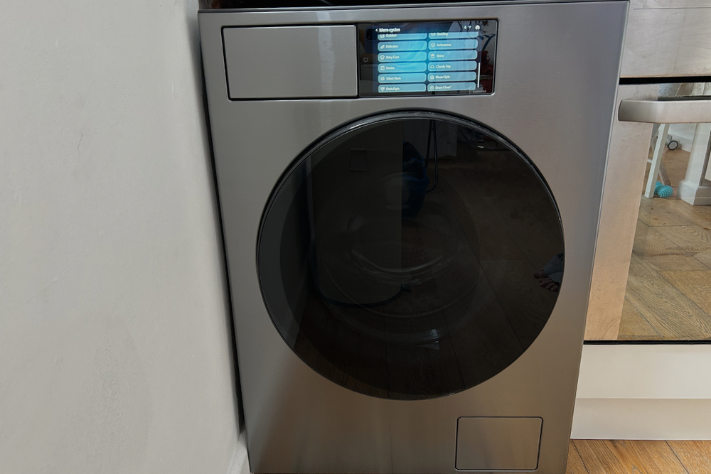 The machine comes in a dark silver colour with black glass, which looks nice and sleek (Sarah Michael/The Independent)