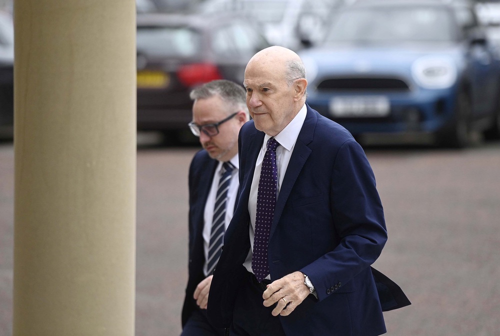 Sir Ronnie Flanagan arriving at Bradford Court, Belfast, to give evidence in the Omagh Bombing Inquiry (Mark Marlow/PA) (PA Wire)