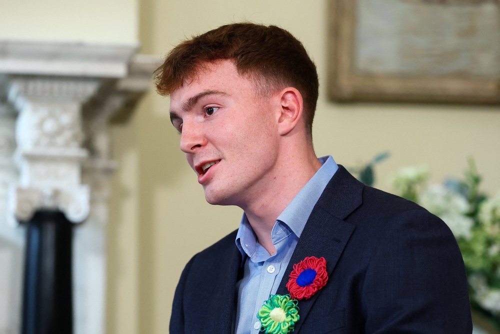 Scottish swimmer Archie Goodburn at Downing Street (Hannah Mckay/PA) (PA Wire)