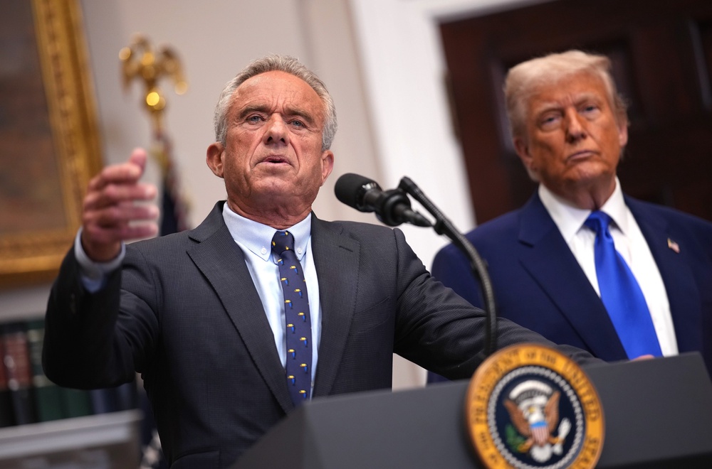 Health and Human Services Secretary Robert F. Kennedy Jr. speaks alongside President Donald Trump during a press conference in the Roosevelt Room of the White House on May 12, 2025, in Washington, DC (Getty Images)