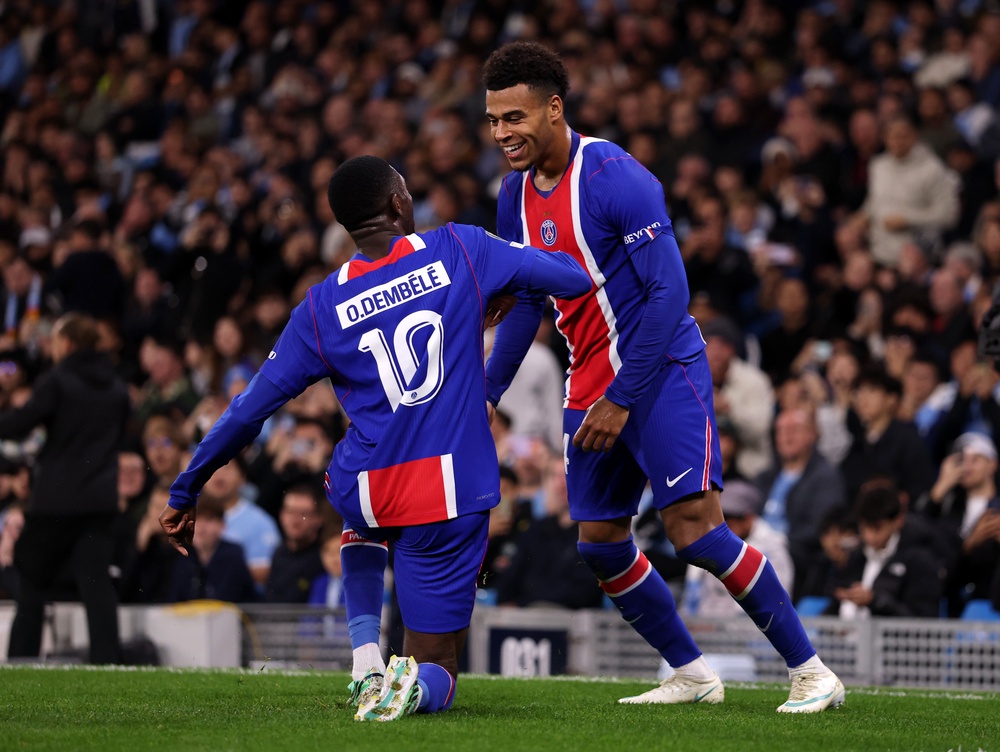 Ousmane Dembele and Desire Doue completed an outrageous one-two to double their lead (Getty)