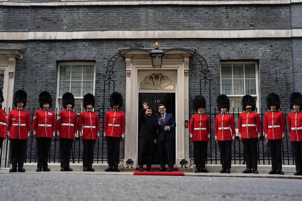 An honour guard welcomed Mr Zelensky to Downing Street (Jordan Pettitt/PA) (PA Wire)