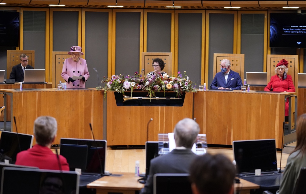 Queen Elizabeth II during the ceremonial opening of the Sixth Senedd in Cardiff in 2021 (PA) (PA Archive)
