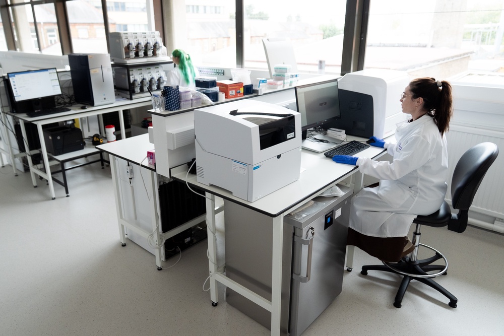 A person uses equipment in the Cancer Genomics lab at The Royal Marsden (Aaron Chown/PA)