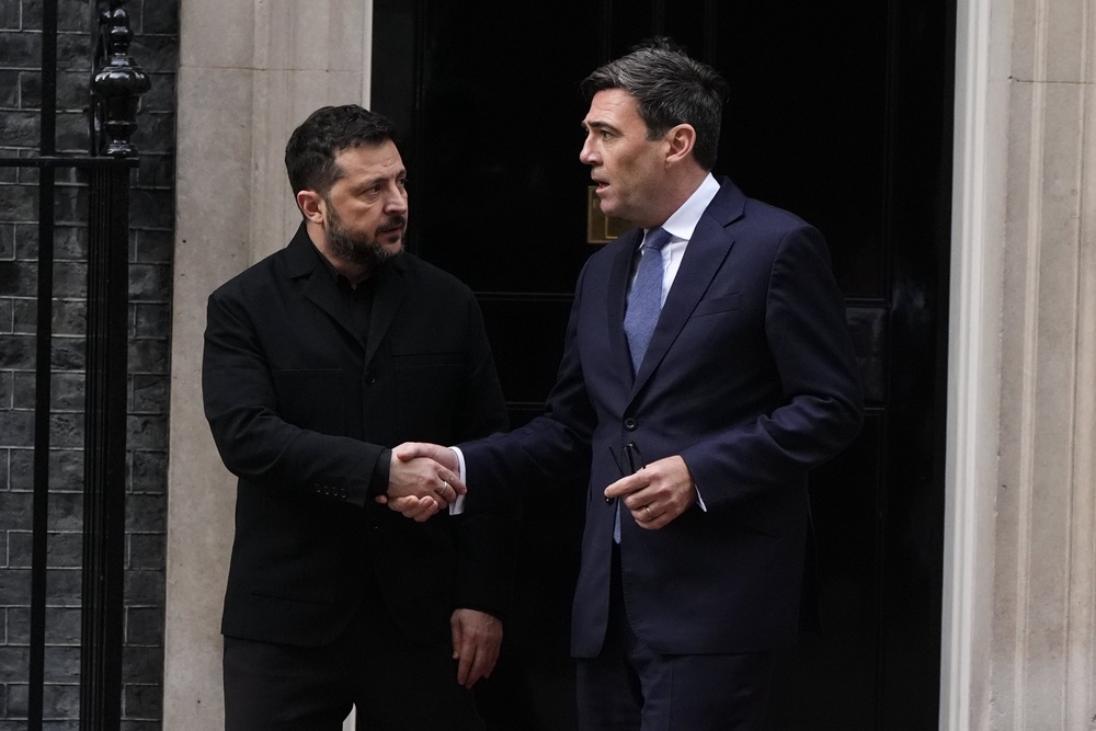 President of Ukraine Volodymyr Zelensky and Prime Minister Andy Burnham leave number 10 Downing Street (PA)