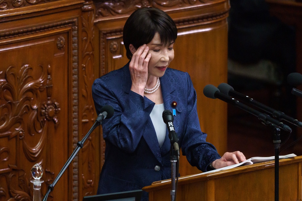 Japanese prime minister Sanae Takaichi delivers a policy speech at the lower house of the Diet on 5 October 2026 in Tokyo, Japan (Getty)