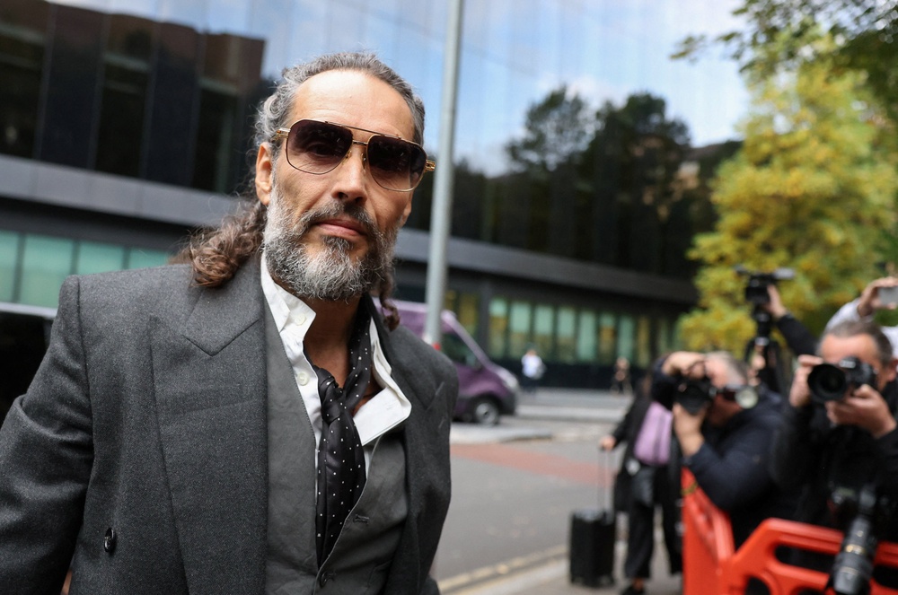 Russell Brand arriving at Southwark Crown Court on Thursday (Reuters)