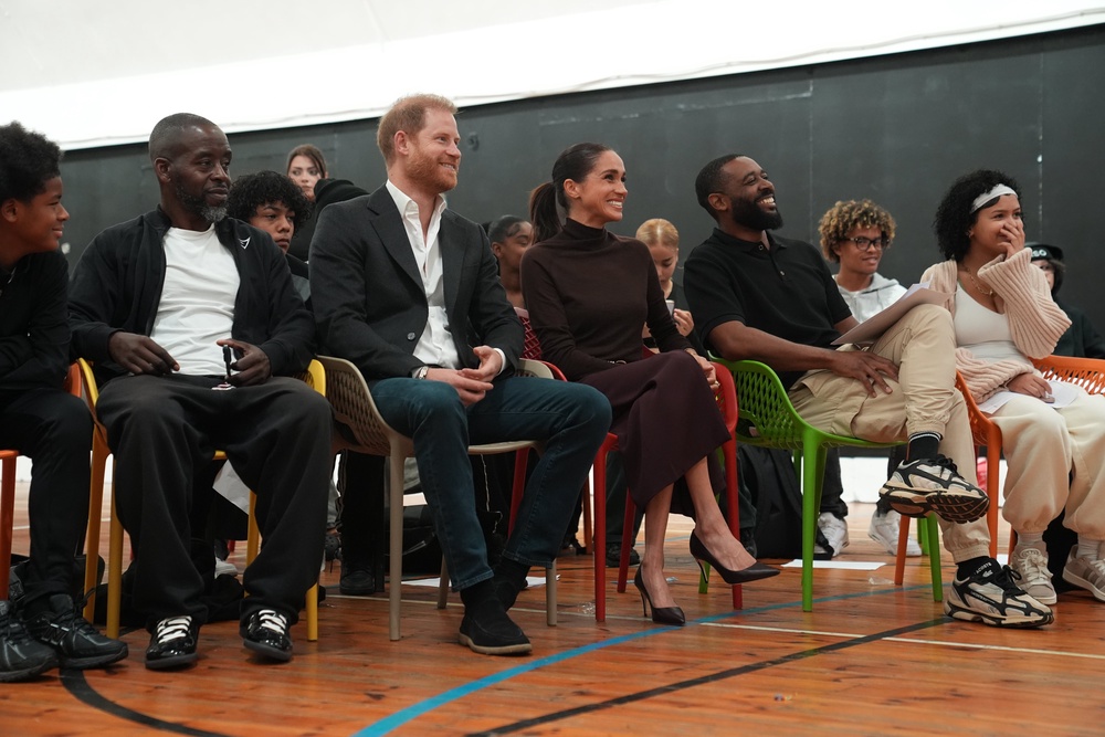 The Duke and Duchess of Sussex during a visit to The Community Recording Studio (PA)