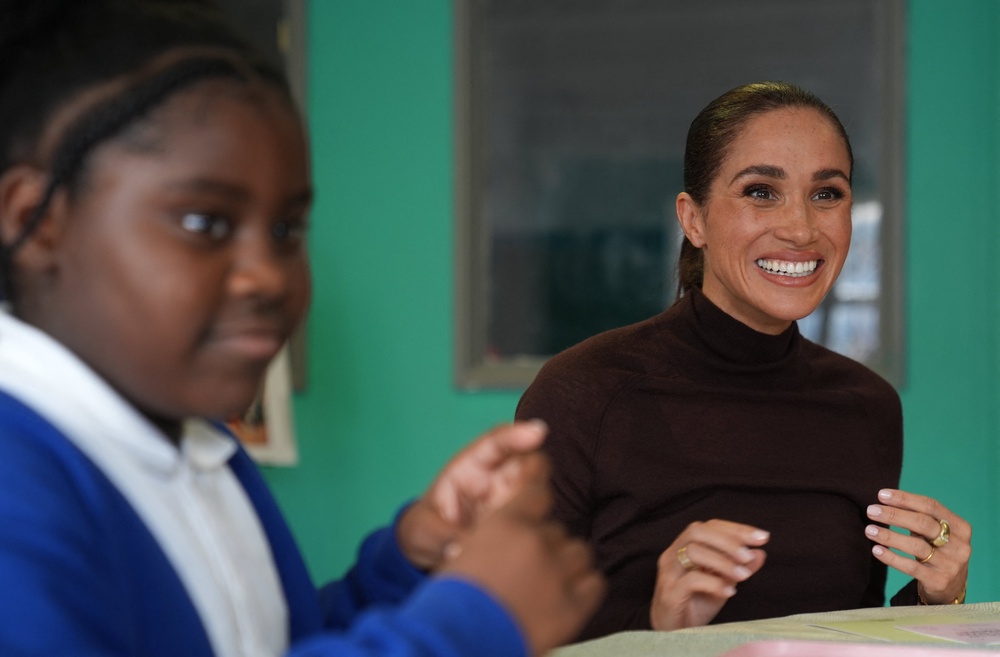 Meghan, Duchess of Sussex, joins a jewellery making session (AFP/Getty)