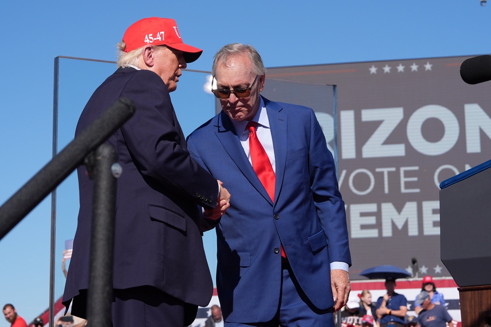 Trump spoke at the rally to drum up support for Representative Andy Biggs (AP)