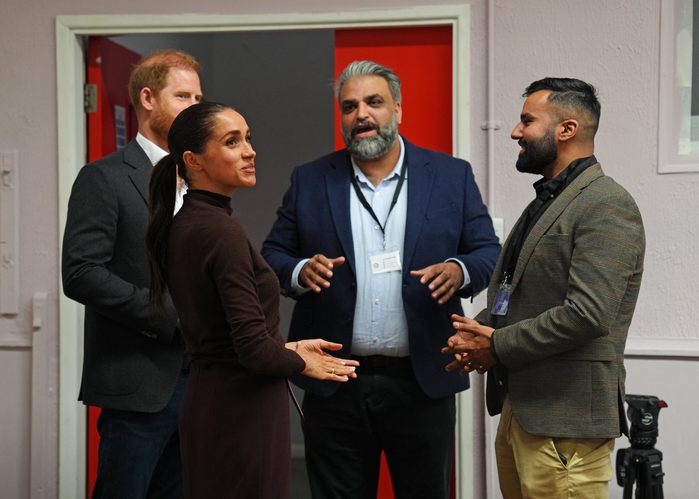 The Duke and Duchess of Sussex during a visit to Himmah Hub in Nottingham (PA)