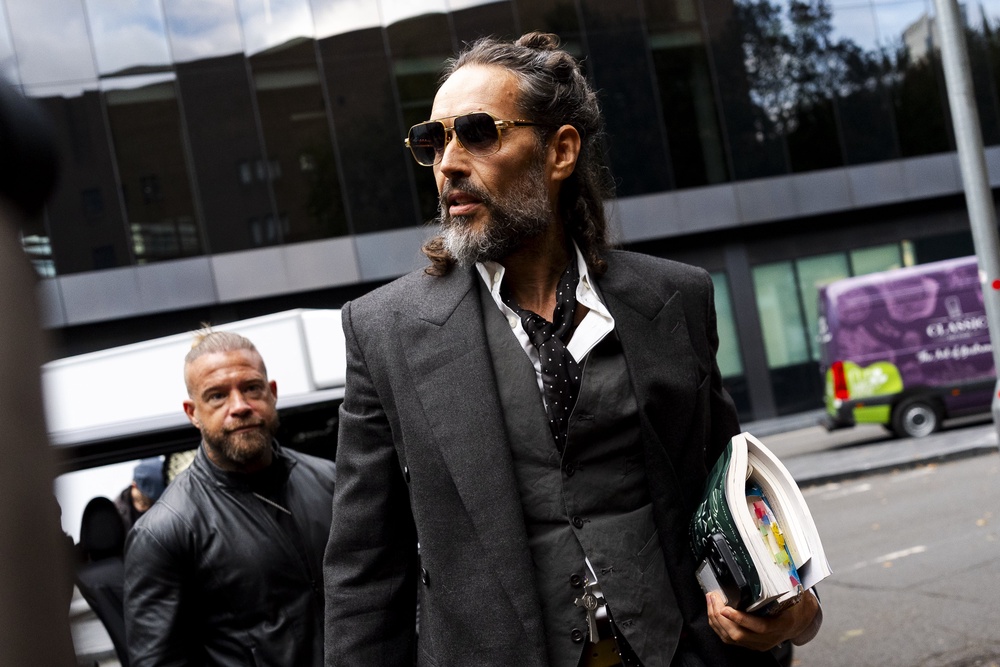 Russell Brand arriving at Southwark Crown Court, London (Jordan Pettitt/PA)