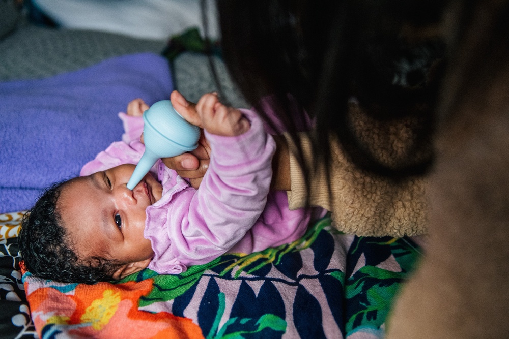 A nasal aspirator, a syringe-like device, can help remove mucus from a baby or child’s nose (Getty Images)